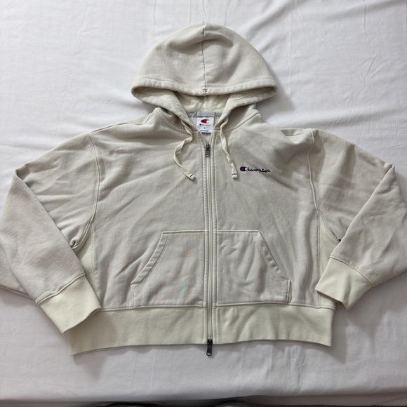 Champion Tops - Champion Hoodie Women's Full Double zipup white Logo Size Large Cotton/Polyester